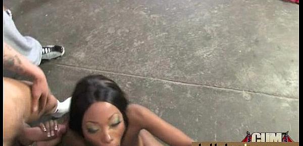  First time ebony with a group of white dicks 8